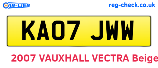 KA07JWW are the vehicle registration plates.
