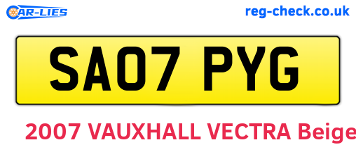 SA07PYG are the vehicle registration plates.