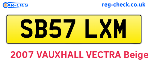 SB57LXM are the vehicle registration plates.