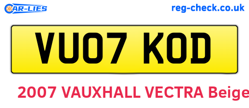 VU07KOD are the vehicle registration plates.