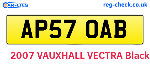 AP57OAB are the vehicle registration plates.