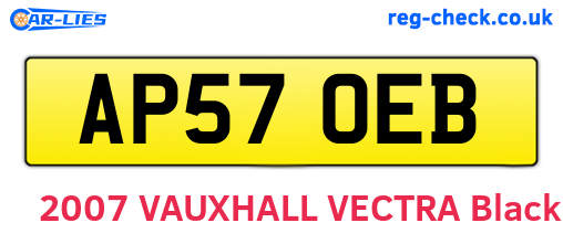 AP57OEB are the vehicle registration plates.