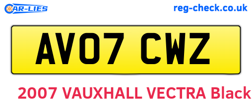 AV07CWZ are the vehicle registration plates.