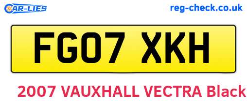 FG07XKH are the vehicle registration plates.