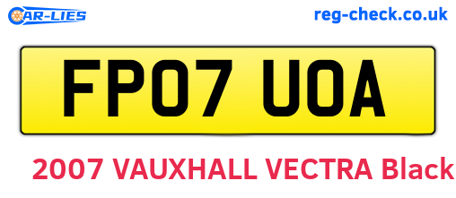 FP07UOA are the vehicle registration plates.