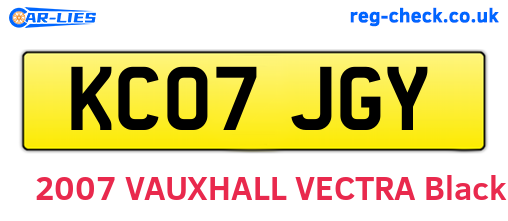 KC07JGY are the vehicle registration plates.
