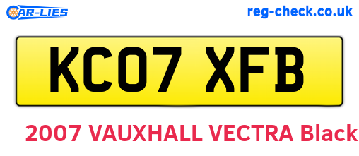 KC07XFB are the vehicle registration plates.