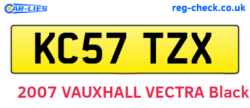 KC57TZX are the vehicle registration plates.