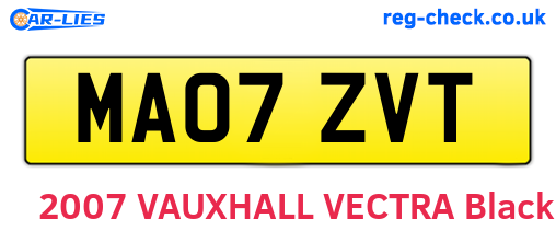 MA07ZVT are the vehicle registration plates.