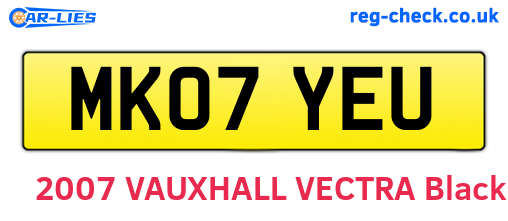 MK07YEU are the vehicle registration plates.