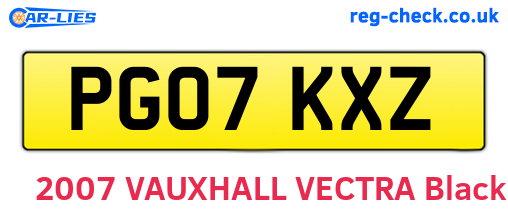 PG07KXZ are the vehicle registration plates.