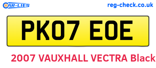 PK07EOE are the vehicle registration plates.