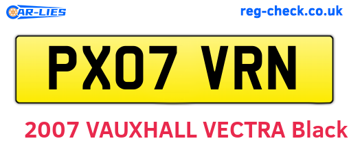 PX07VRN are the vehicle registration plates.