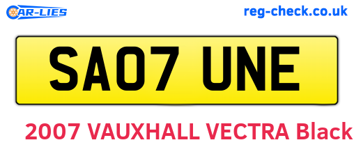 SA07UNE are the vehicle registration plates.