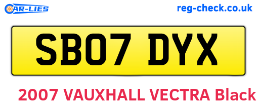 SB07DYX are the vehicle registration plates.