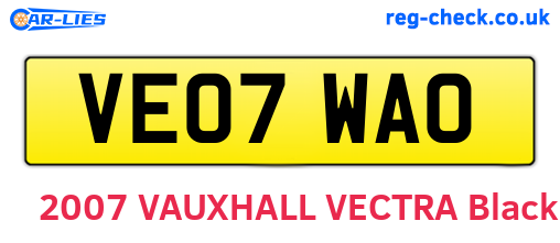VE07WAO are the vehicle registration plates.