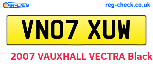 VN07XUW are the vehicle registration plates.