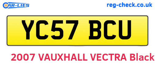 YC57BCU are the vehicle registration plates.