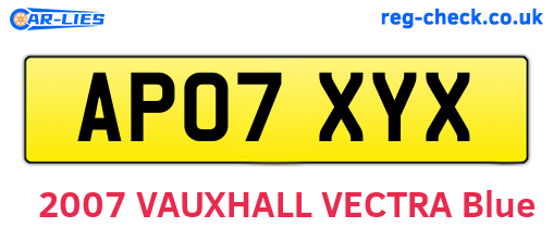 AP07XYX are the vehicle registration plates.