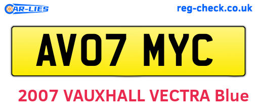 AV07MYC are the vehicle registration plates.
