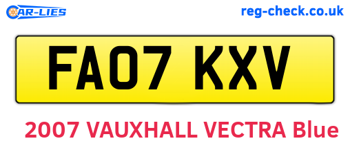 FA07KXV are the vehicle registration plates.