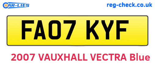 FA07KYF are the vehicle registration plates.