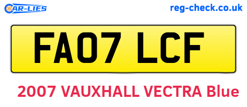 FA07LCF are the vehicle registration plates.