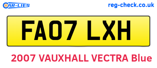 FA07LXH are the vehicle registration plates.