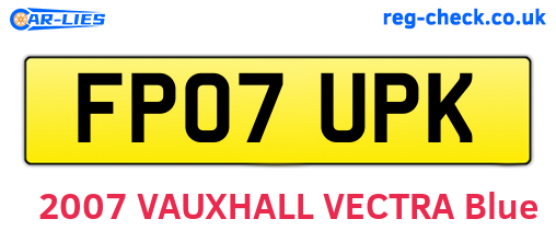 FP07UPK are the vehicle registration plates.