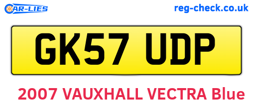 GK57UDP are the vehicle registration plates.