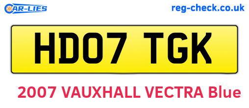 HD07TGK are the vehicle registration plates.