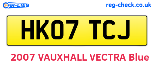 HK07TCJ are the vehicle registration plates.