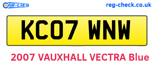 KC07WNW are the vehicle registration plates.