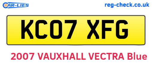KC07XFG are the vehicle registration plates.