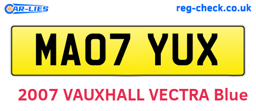 MA07YUX are the vehicle registration plates.
