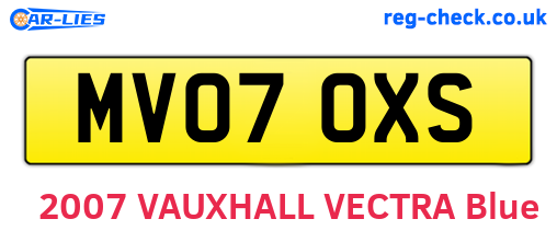 MV07OXS are the vehicle registration plates.