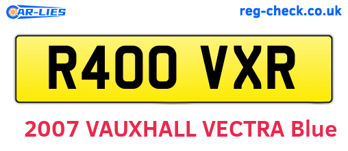 R400VXR are the vehicle registration plates.