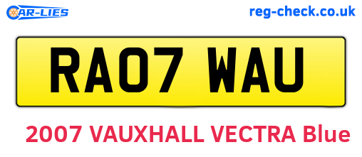 RA07WAU are the vehicle registration plates.