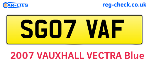 SG07VAF are the vehicle registration plates.