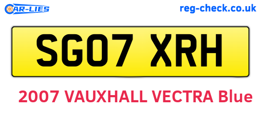 SG07XRH are the vehicle registration plates.