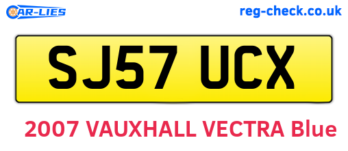 SJ57UCX are the vehicle registration plates.