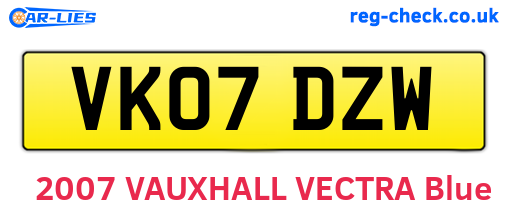 VK07DZW are the vehicle registration plates.