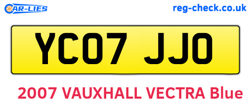 YC07JJO are the vehicle registration plates.