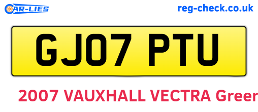 GJ07PTU are the vehicle registration plates.