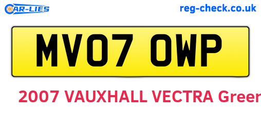 MV07OWP are the vehicle registration plates.