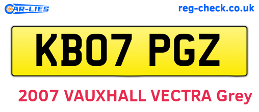 KB07PGZ are the vehicle registration plates.