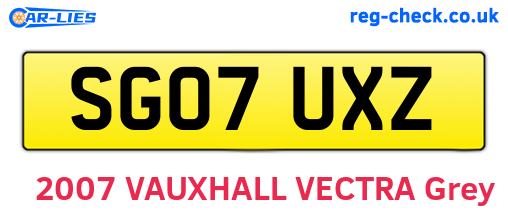 SG07UXZ are the vehicle registration plates.