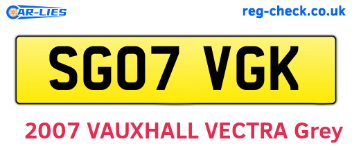 SG07VGK are the vehicle registration plates.