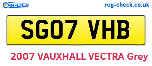 SG07VHB are the vehicle registration plates.