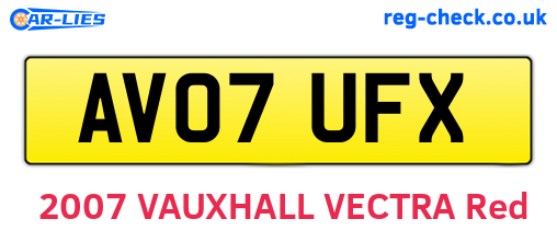 AV07UFX are the vehicle registration plates.